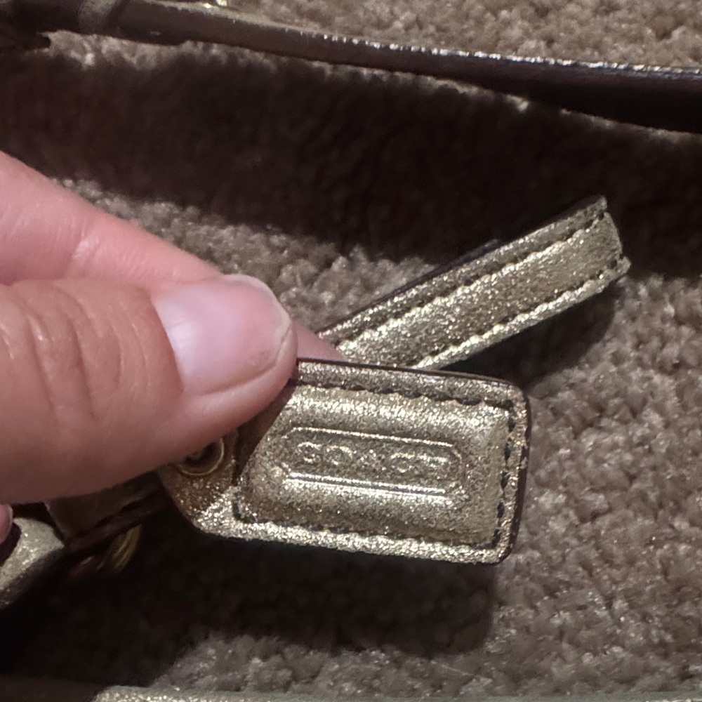Metallic Coach Gold Shoulder Bag with Matching Belt Vintage Inspired - Picture 3 of 8